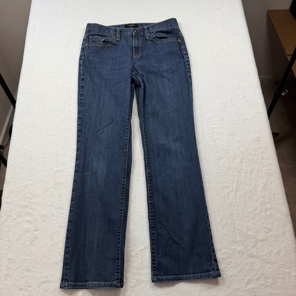 Talbots Straight Leg Jeans Womens 6 Blue Dark Wash Excellent Stretch Denim